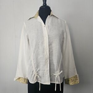 100% Linen Button Down Shirt Womens Large